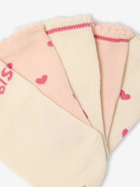 Pack of 5 Pairs of 'Hearts' Socks for Babies old rose - vertbaudet enfant 