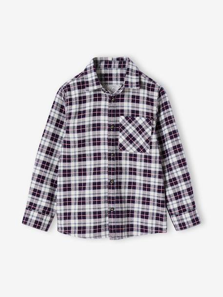 Chequered Flannel Shirt for Boys chequered blue - vertbaudet enfant 