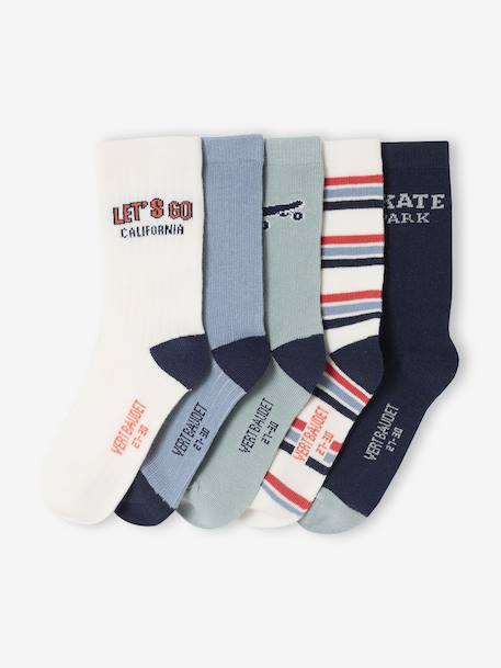 Pack of 5 pairs of 'Skate' socks for boys ecru - vertbaudet enfant 