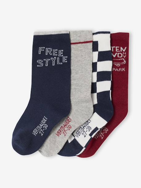 Pack of 4 Pairs of 'Skate' Socks for Boys navy blue - vertbaudet enfant 