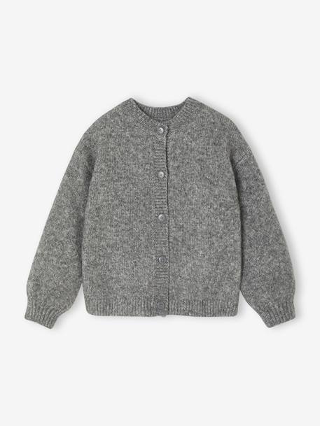 Soft Knit Cardigan for Girls marl grey+vanilla - vertbaudet enfant 