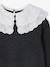 Pull fille double col brodé maille mousseuse anthracite+rose - vertbaudet enfant 