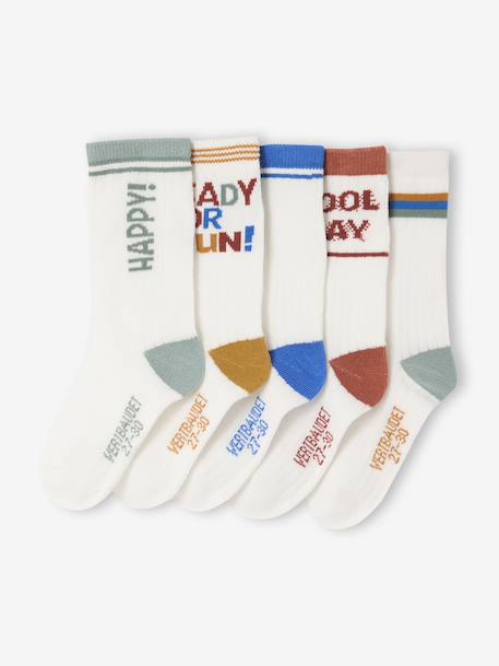 Pack of 5 pairs of 'Cool' socks for boys ecru - vertbaudet enfant 