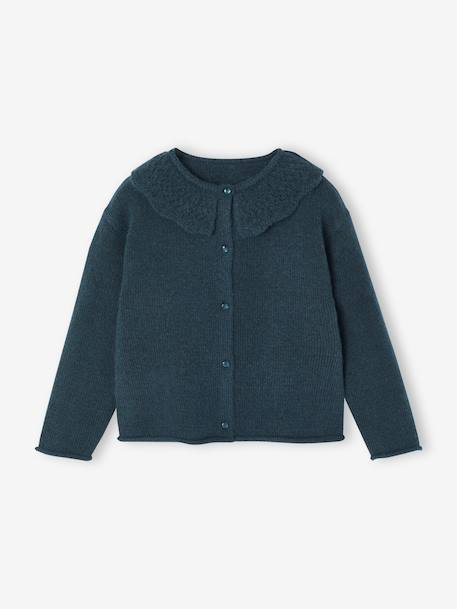 Fancy Openwork Cardigan for Girls petrol blue - vertbaudet enfant 
