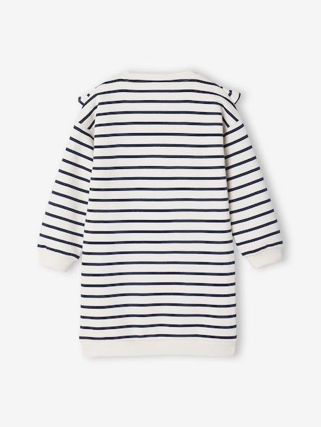 Fleece Dress with Frill for Girls ecru+emerald green+vanilla - vertbaudet enfant 