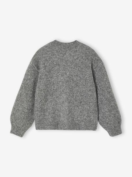 Gilet fille maille mousseuse gris chiné+vanille - vertbaudet enfant 