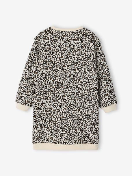 Fleece Dress with Frill for Girls ecru+emerald green+vanilla - vertbaudet enfant 