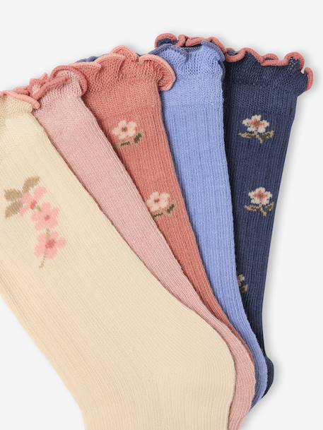 Pack of 5 pairs of 'fleurettes' socks for girls blush - vertbaudet enfant 