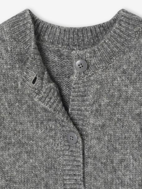 Gilet fille maille mousseuse gris chiné+vanille - vertbaudet enfant 