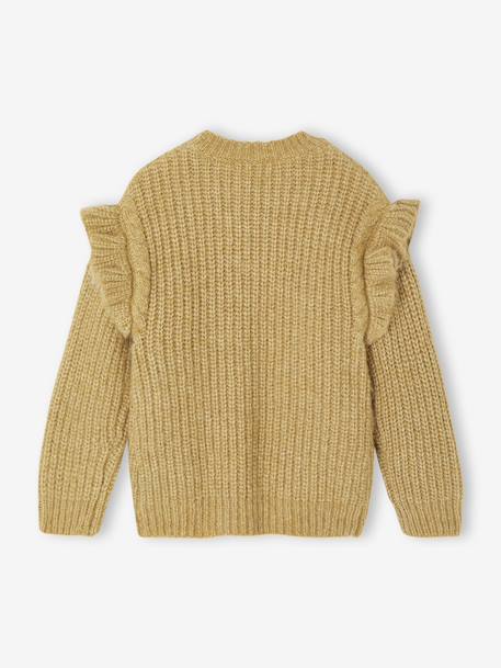 Frilly Cable Knit Jumper for Girls golden beige - vertbaudet enfant 