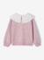 Soft Knit Jumper with Embroidered Double Collar, for Girls anthracite+rose - vertbaudet enfant 
