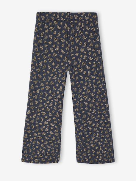 Wide-Leg Fleece Leggings for Girls navy blue+printed brown - vertbaudet enfant 