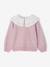Pull fille double col brodé maille mousseuse anthracite+rose - vertbaudet enfant 