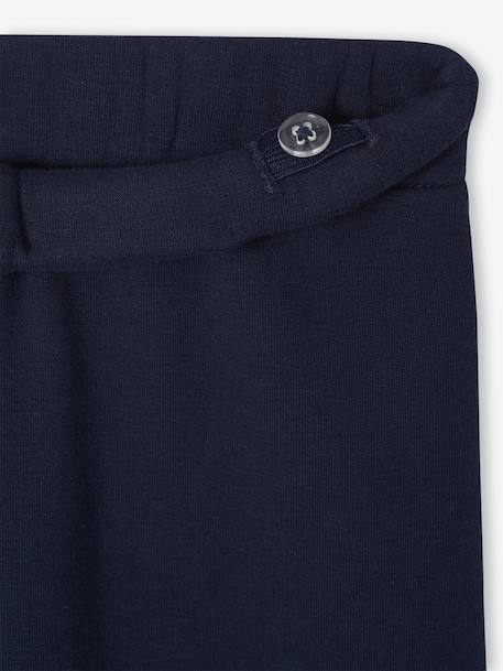Girls' wide leggings lined with fleece knit emerald green+navy blue - vertbaudet enfant 
