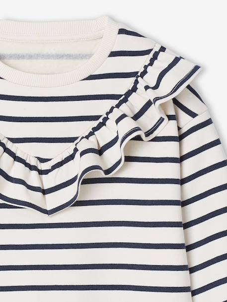 Fleece Dress with Frill for Girls ecru+emerald green+vanilla - vertbaudet enfant 