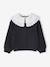 Pull fille double col brodé maille mousseuse anthracite+rose - vertbaudet enfant 