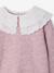 Soft Knit Jumper with Embroidered Double Collar, for Girls anthracite+rose - vertbaudet enfant 