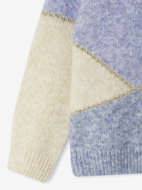 Colourblock Jumper for Girls blue+rosy+sweet pink - vertbaudet enfant 
