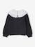 Pull fille double col brodé maille mousseuse anthracite+rose - vertbaudet enfant 