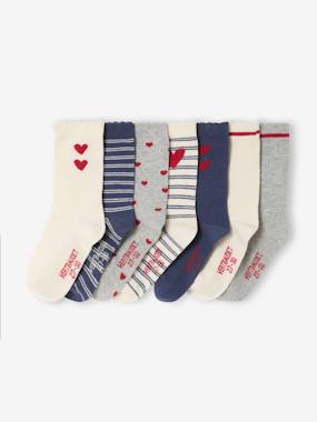 -Lot de 7 paires de chaussettes coeurs fille
