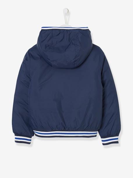 Reversible Jacket for Boys BLUE DARK SOLID WITH DESIGN+GREY DARK SOLID WITH DESIGN - vertbaudet enfant 