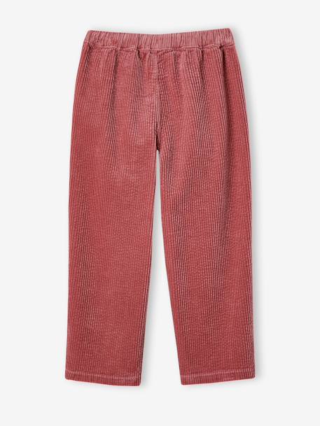 Pantalon fille velours forme loose bordeaux+chocolat+vieux rose - vertbaudet enfant 