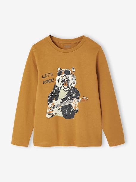 T-shirt imprimé garçon anthracite+jaune+noix de pécan - vertbaudet enfant 