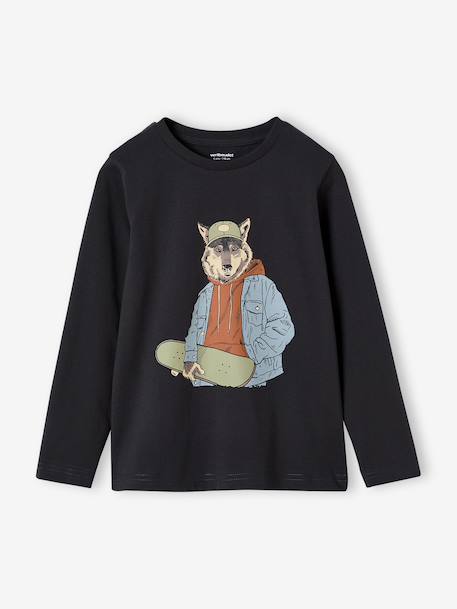 T-shirt imprimé garçon anthracite+jaune+noix de pécan - vertbaudet enfant 