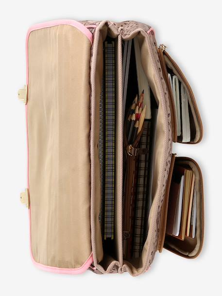 Satchel + leopard print pencil case for girls beige - vertbaudet enfant 