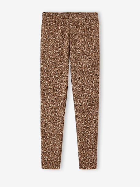 Lot de 2 leggings fille Basics indigo+kaki+marron imprimé+vert sauge - vertbaudet enfant 