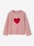 Long Sleeve T-Shirt with Heart in Relief, for Girls blush - vertbaudet enfant 