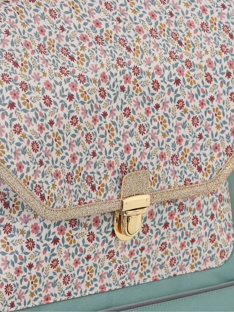 BERGAMOTTE satchel + floral print girl's pencil case sage green - vertbaudet enfant 