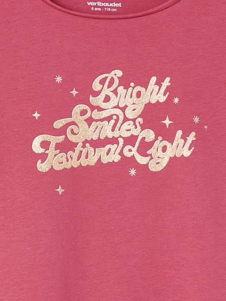 T-shirt fille imprimé manches longues écru+framboise+marine+rose pâle - vertbaudet enfant 