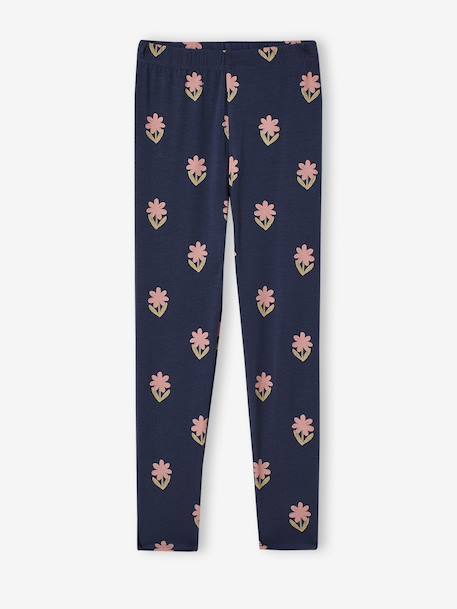 Lot de 2 leggings fille Basics beige+bleu nuit+bois de rose+gris foncé+indigo+kaki+vert sauge - vertbaudet enfant 