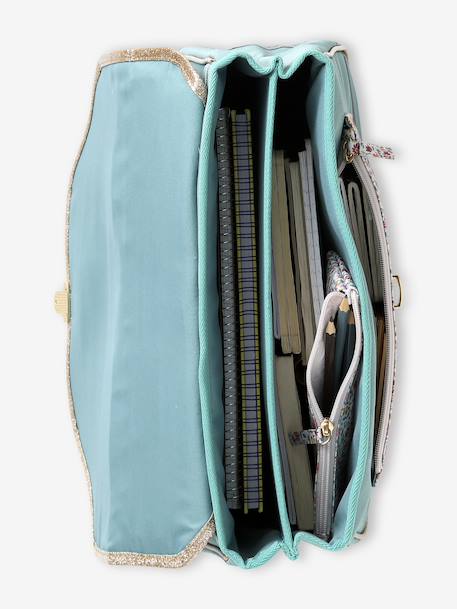 Cartable fille personnalisable + trousse imprimé fleuri Bergamotte vert sauge - vertbaudet enfant 