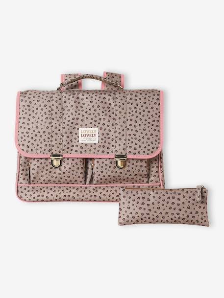 Satchel + leopard print pencil case for girls beige - vertbaudet enfant 