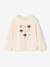 Long Sleeve T-Shirt with Heart in Relief, for Girls blush+ecru - vertbaudet enfant 