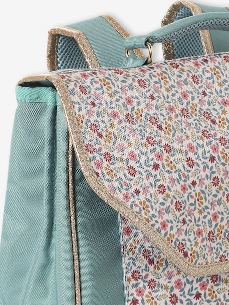 Cartable fille personnalisable + trousse imprimé fleuri Bergamotte vert sauge - vertbaudet enfant 