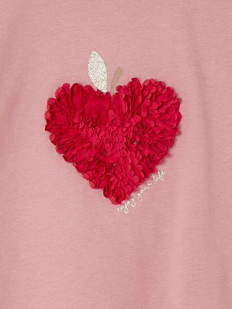 T-shirt fille animation coeur fille manches longues blush - vertbaudet enfant 