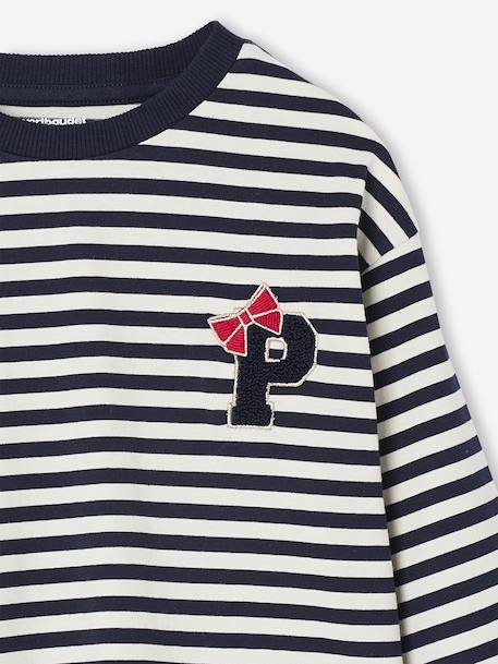 T-shirt fille rayé patch et noeud fantaisie manches longues rayé marine - vertbaudet enfant 