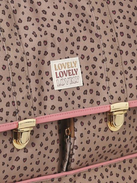Satchel + leopard print pencil case for girls beige - vertbaudet enfant 