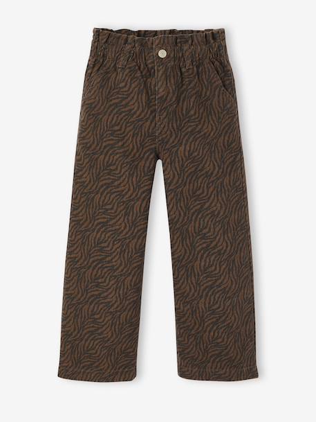 Pantalon fille large imprimé beige+chocolat+multicolore - vertbaudet enfant 