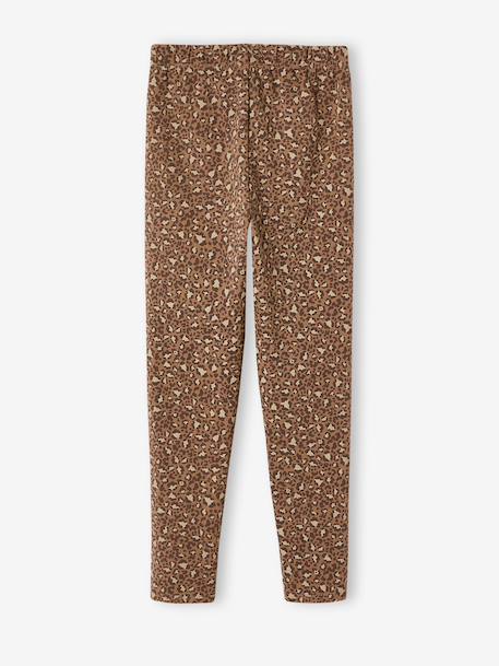 Pack of 2 Basics Leggings for Girls indigo+khaki+printed brown+sage green - vertbaudet enfant 