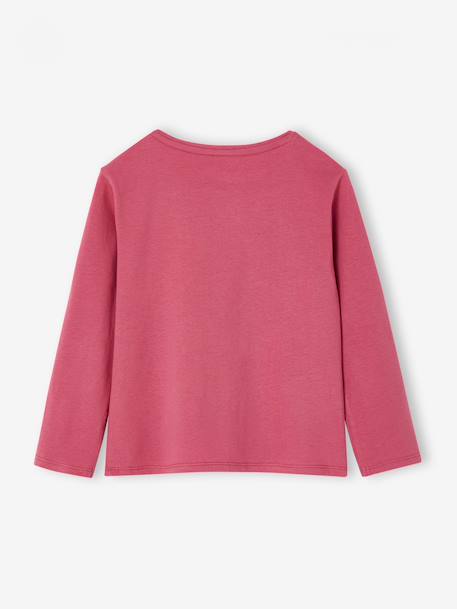 T-shirt fille imprimé manches longues écru+framboise+marine+rose pâle - vertbaudet enfant 