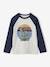 T-shirt motif graphique garçon manches raglan blanc chiné+kaki+lichen+noix de pécan - vertbaudet enfant 