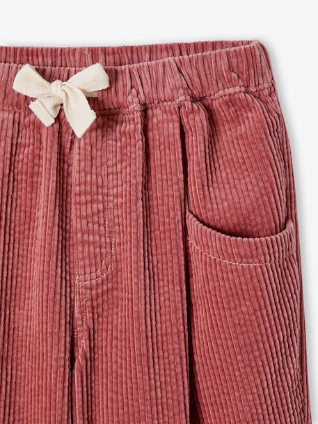 Loose-Fit Corduroy Trousers for Girls chocolate+old rose - vertbaudet enfant 