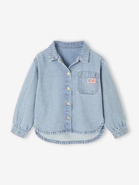 Chemise fille en jean forme loose - vertbaudet enfant Fille-Chemise fille en jean forme loose
