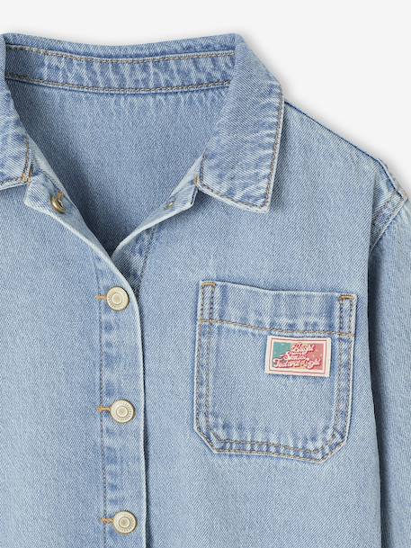 Loose Fit Denim Shirt for Girls light blue - vertbaudet enfant 