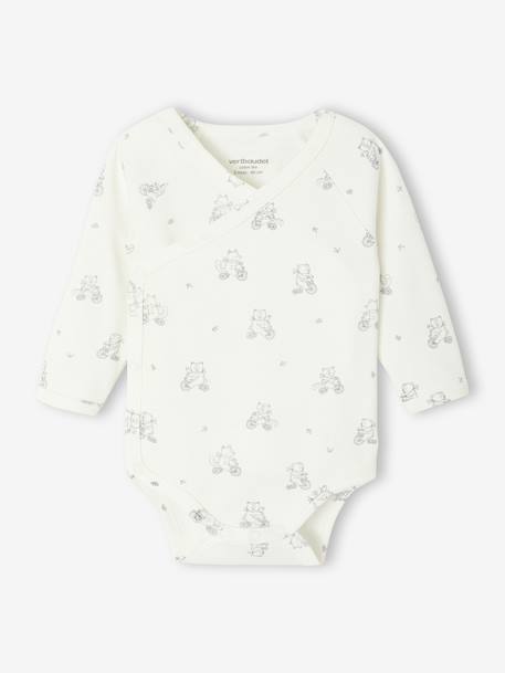 Lot de 2 bodies bébé ouverture naissance manches longues beige+rose+vert d'eau - vertbaudet enfant 