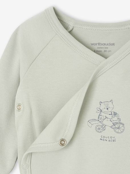 Lot de 2 bodies bébé ouverture naissance manches longues beige+rose+vert d'eau - vertbaudet enfant 